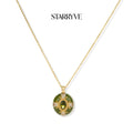 18K gold plated emerald empress pendant with olive-green enamel and cubic zirconia