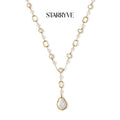 Lumina pearl station necklace with freshwater pearl stations and baroque pearl pendant drop