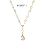 Lumina pearl station necklace with freshwater pearl stations and baroque pearl pendant drop