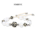 Cosmic dalmatian bracelet with spotted jasper and clear quartz beads