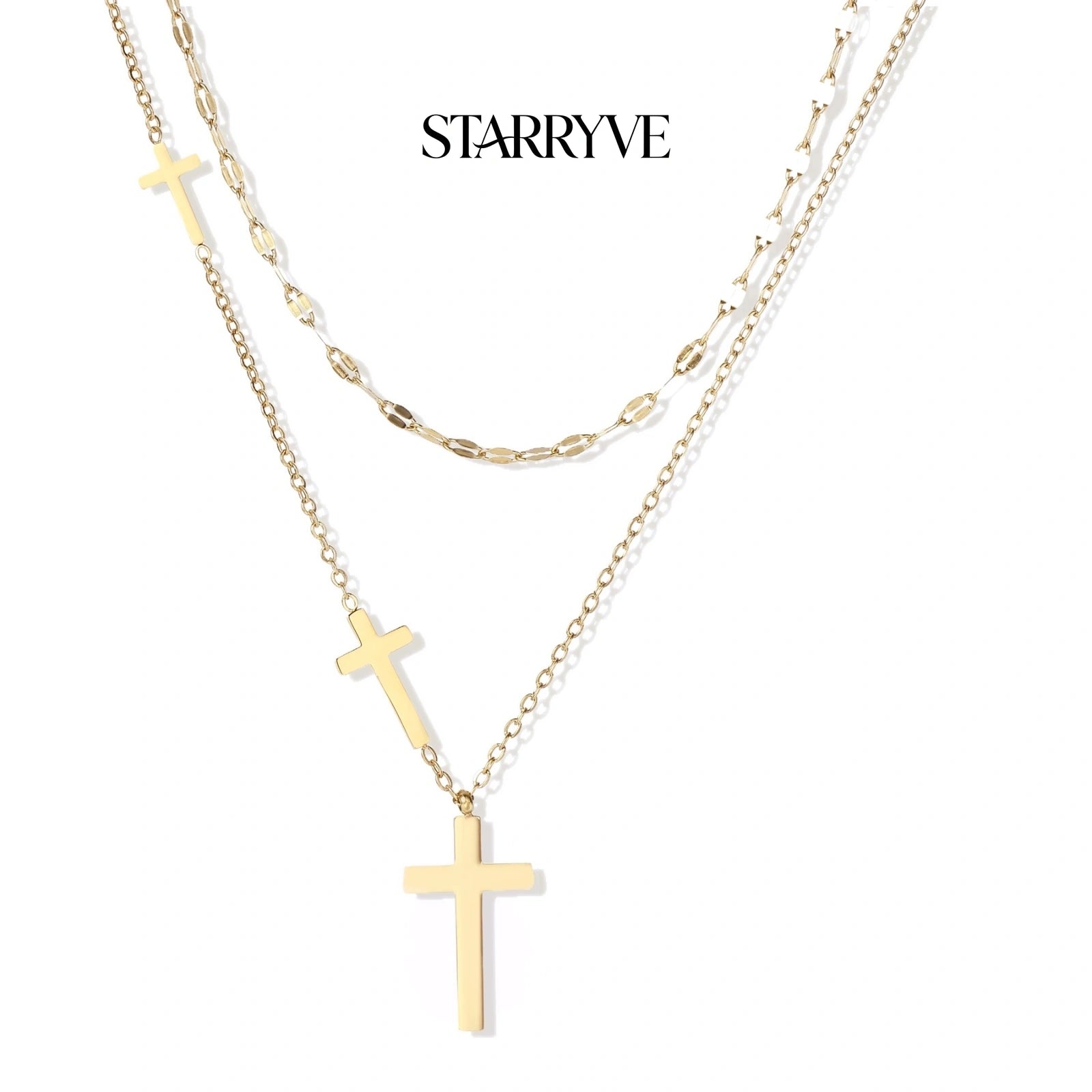 Divine Layers Cross Necklace Set with STARRYVE logo
