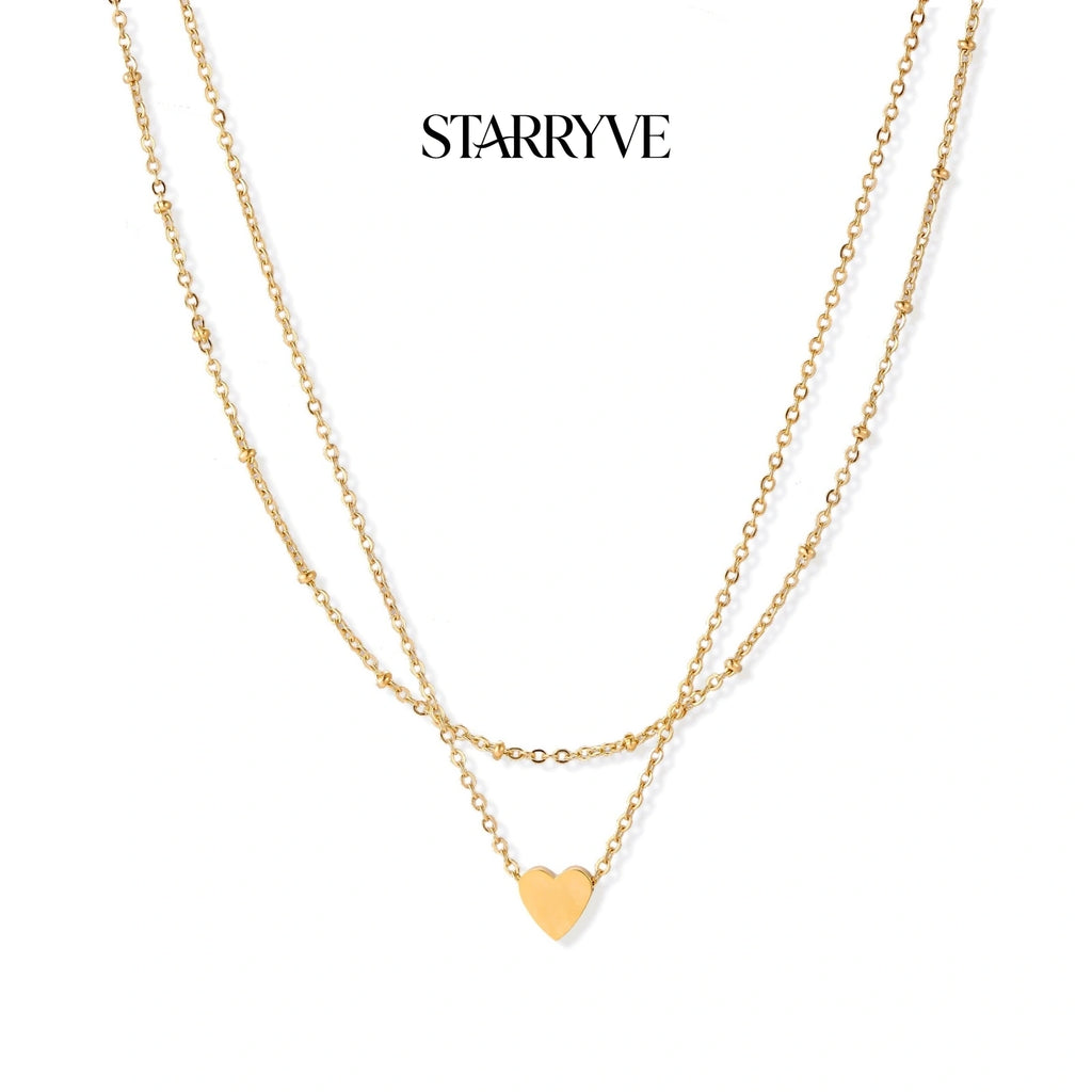 Layered Heart Necklace with STARRYVE logo