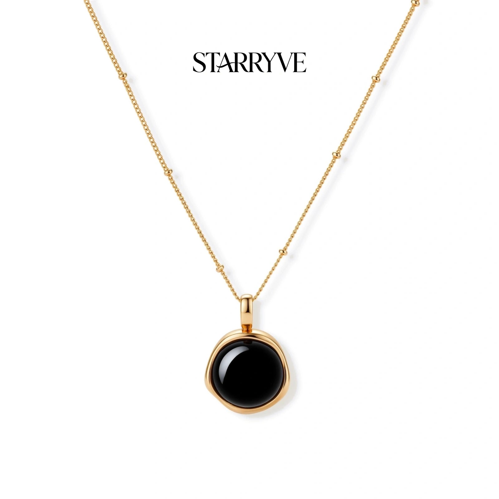 Midnight Agate Circle Necklace with STARRYVE logo