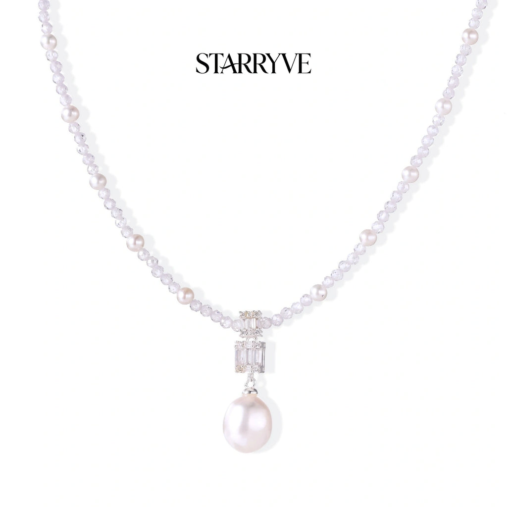 Lavender Dreams Pearl Necklace with STARRYVE logo