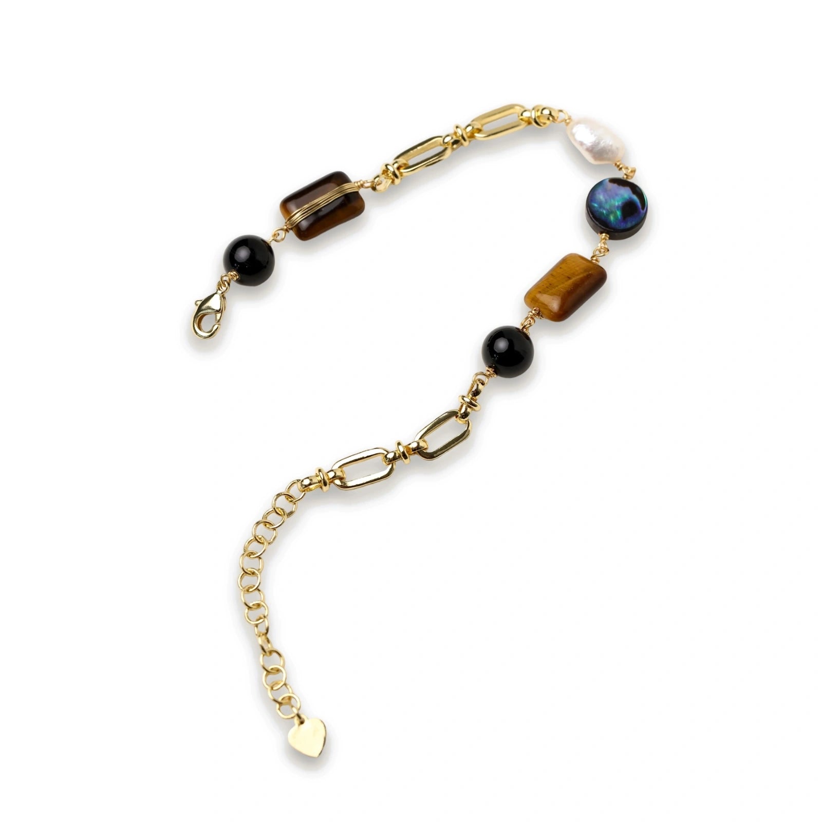Flat lay of the earth elements bracelet showing all four gemstones