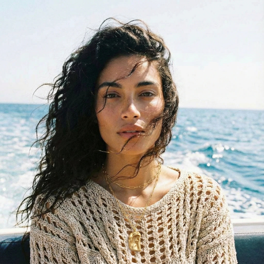 Model wearing Molten Dreams Necklace