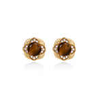 Model wearing Golden Empress Tiger's Eye Studs
