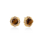 Model wearing Golden Empress Tiger's Eye Studs
