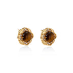 Model wearing Golden Empress Tiger's Eye Studs