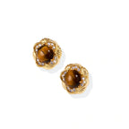 Model wearing Golden Empress Tiger's Eye Studs