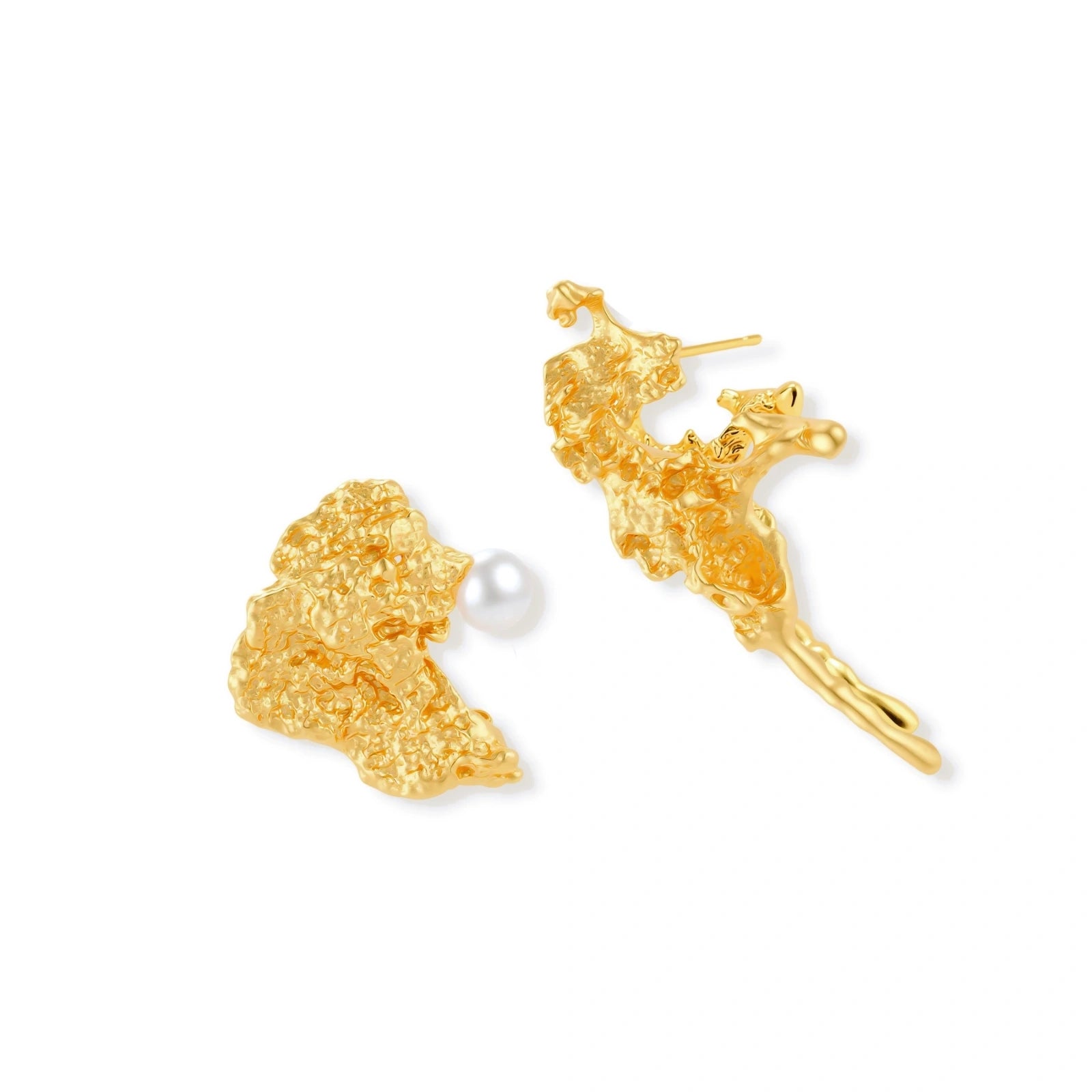Model wearing Coral Reef Asymmetrical Studs