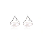 Model wearing Pearl Teardrop Earrings