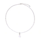 Model wearing Lavender Dreams Pearl Necklace