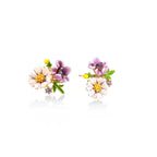 Model wearing Wildflower Garden Stud Earrings - Enamel Floral Design