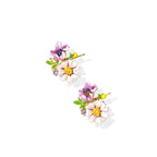 Model wearing Wildflower Garden Stud Earrings - Enamel Floral Design