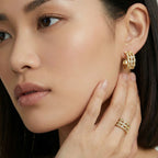 Model wearing Lattice Dreams Hoops