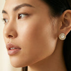 Model wearing Sunburst Pearl Studs