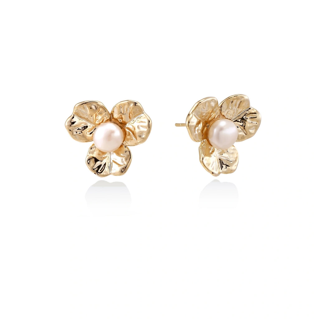 Model wearing Bloom Pearl Studs