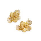 Model wearing Golden Bloom Double Earrings