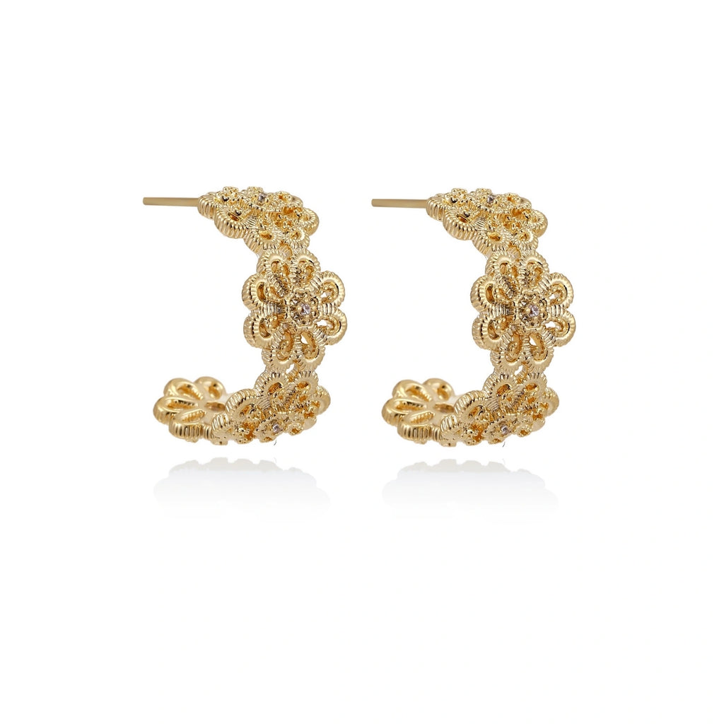 Model wearing Bloom Filigree Hoops