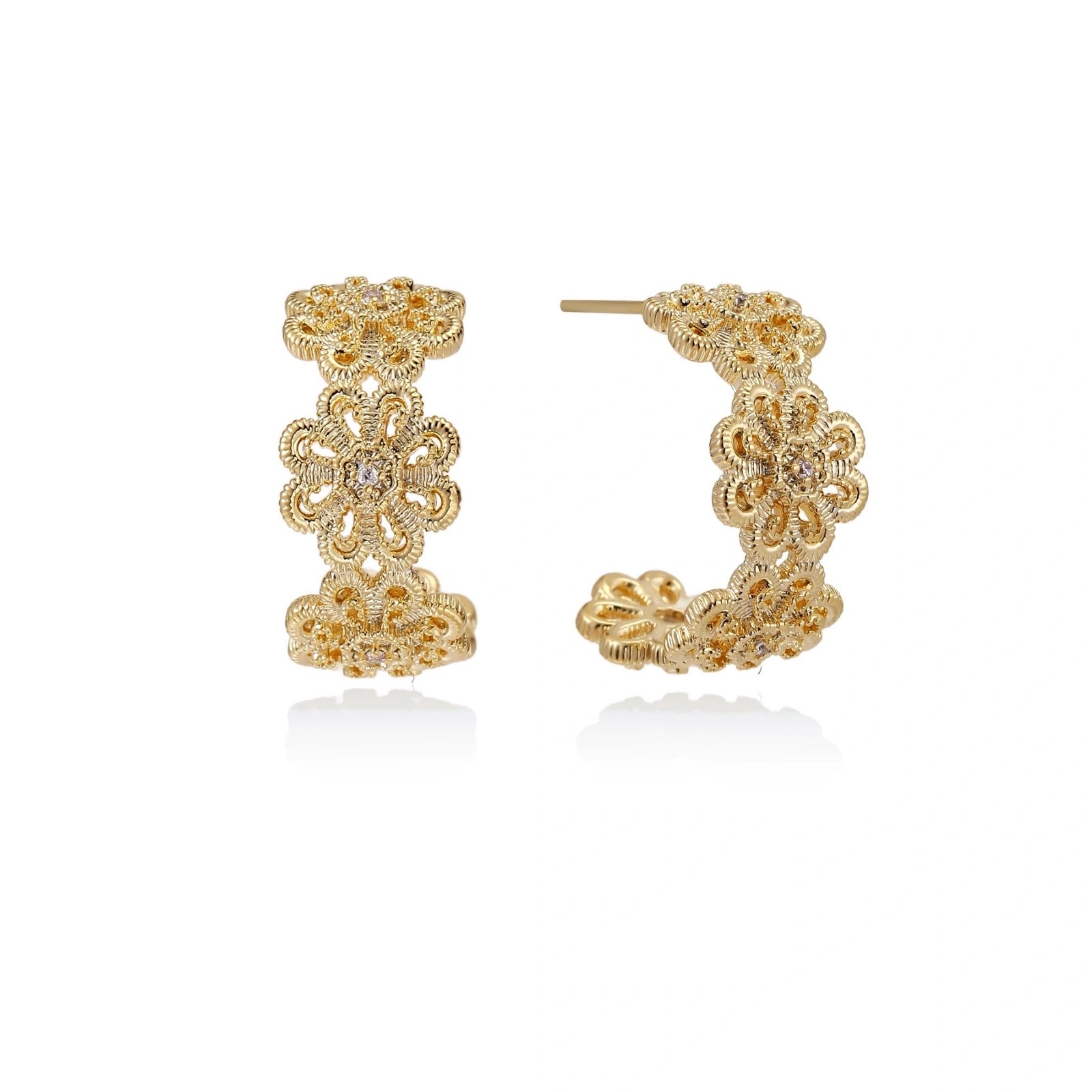 Model wearing Bloom Filigree Hoops