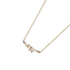 Model wearing Bamboo Crystal Arc Necklace