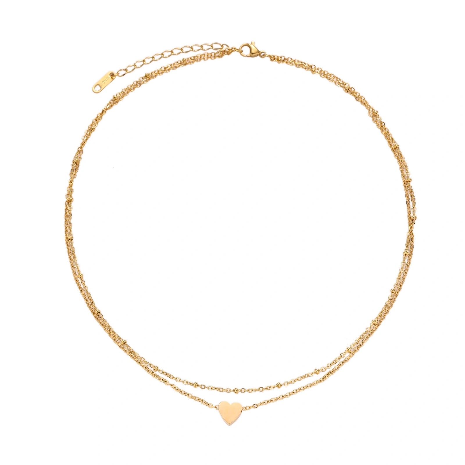 Model wearing Layered Heart Necklace