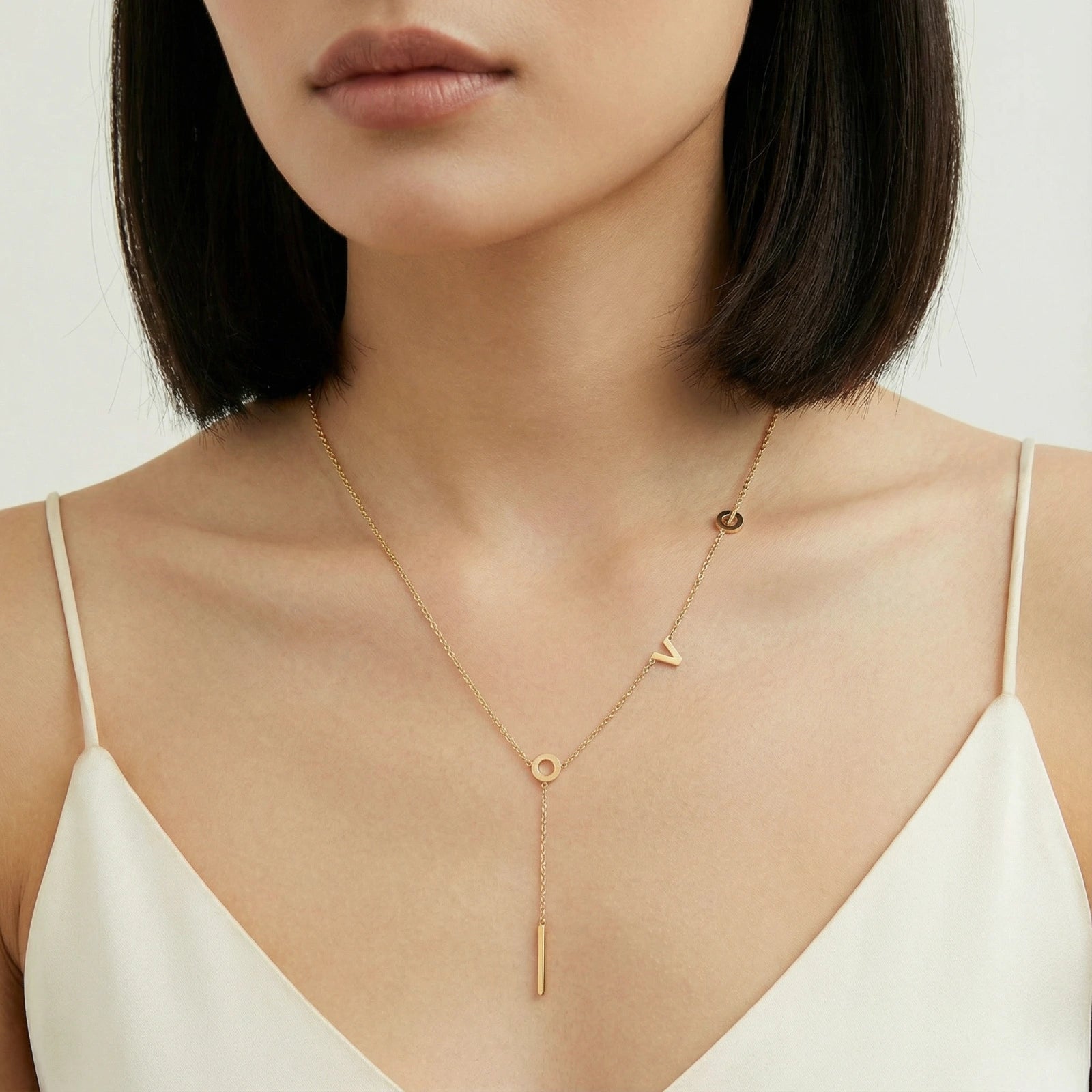 Model wearing Love Letter Lariat