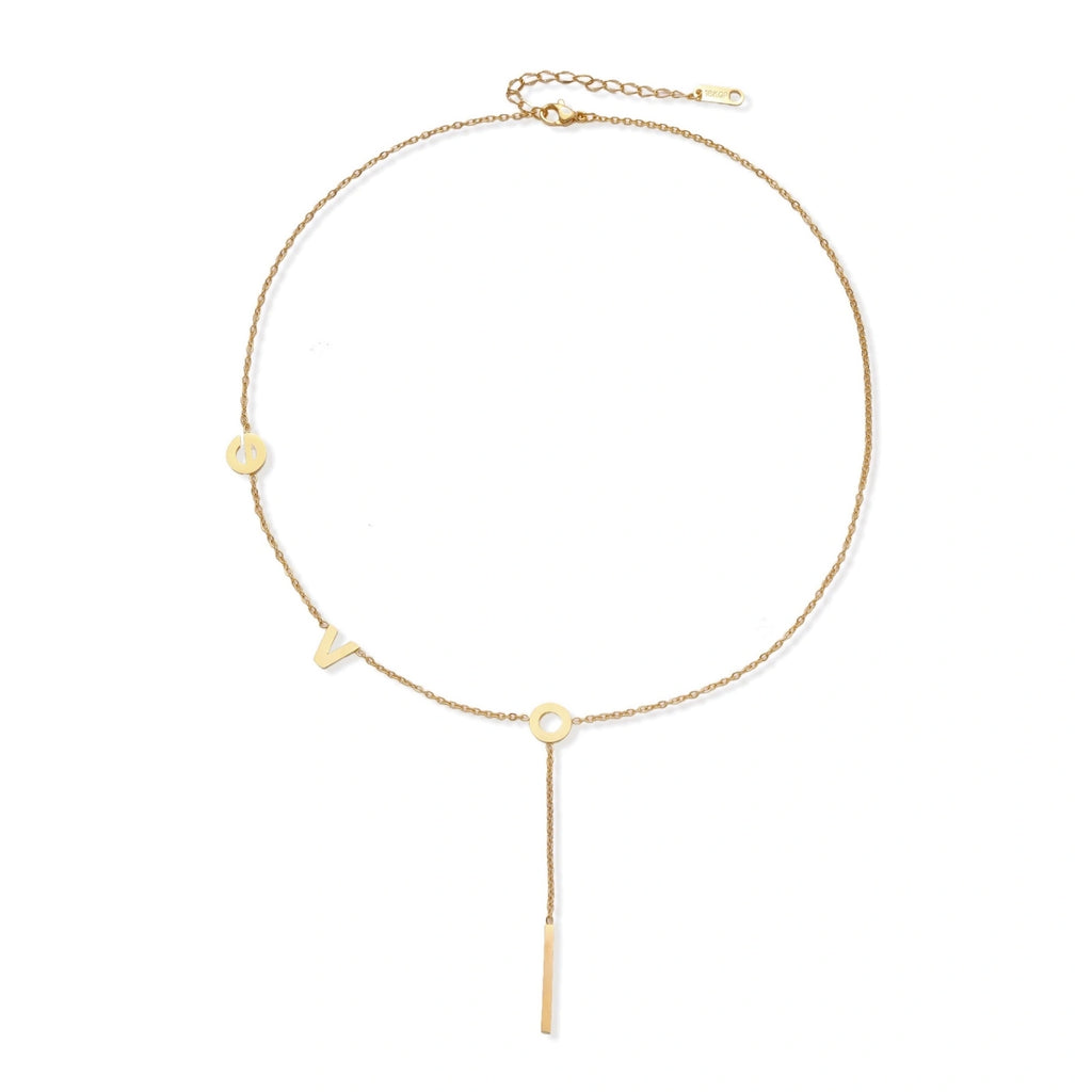Model wearing Love Letter Lariat