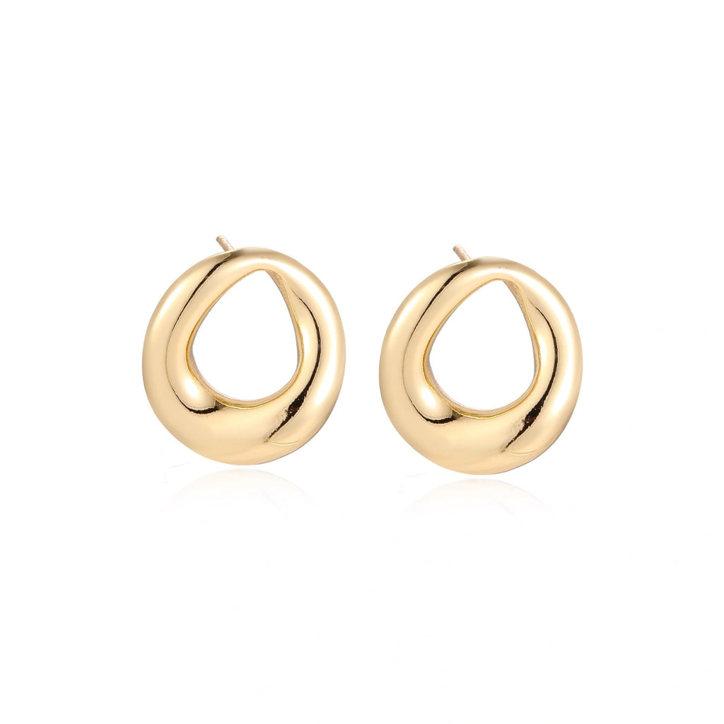 Model wearing Golden Loop Studs