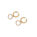 Model wearing Halo Circle Hoops
