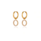 Model wearing Halo Circle Hoops
