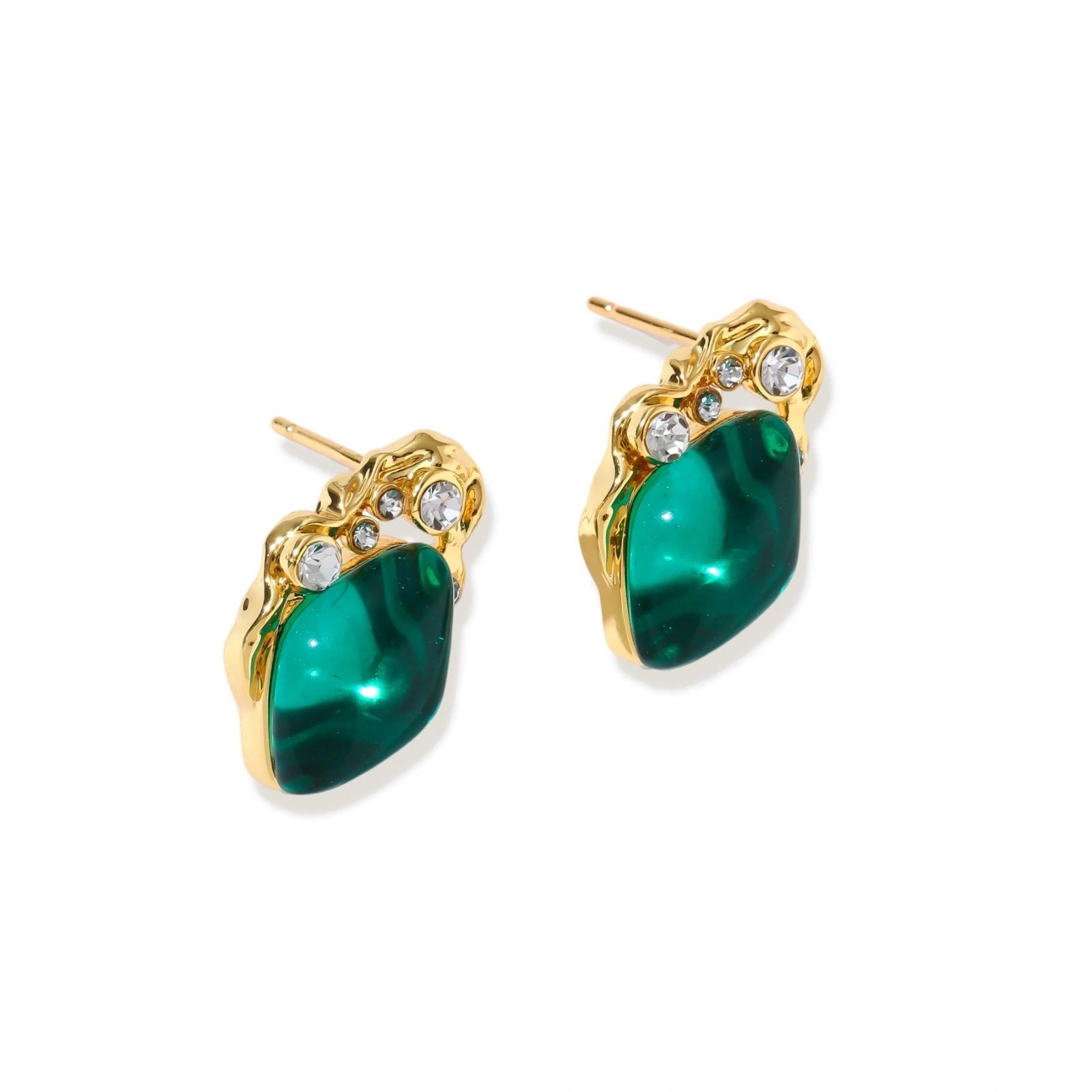 Model wearing Emerald Mystique Studs