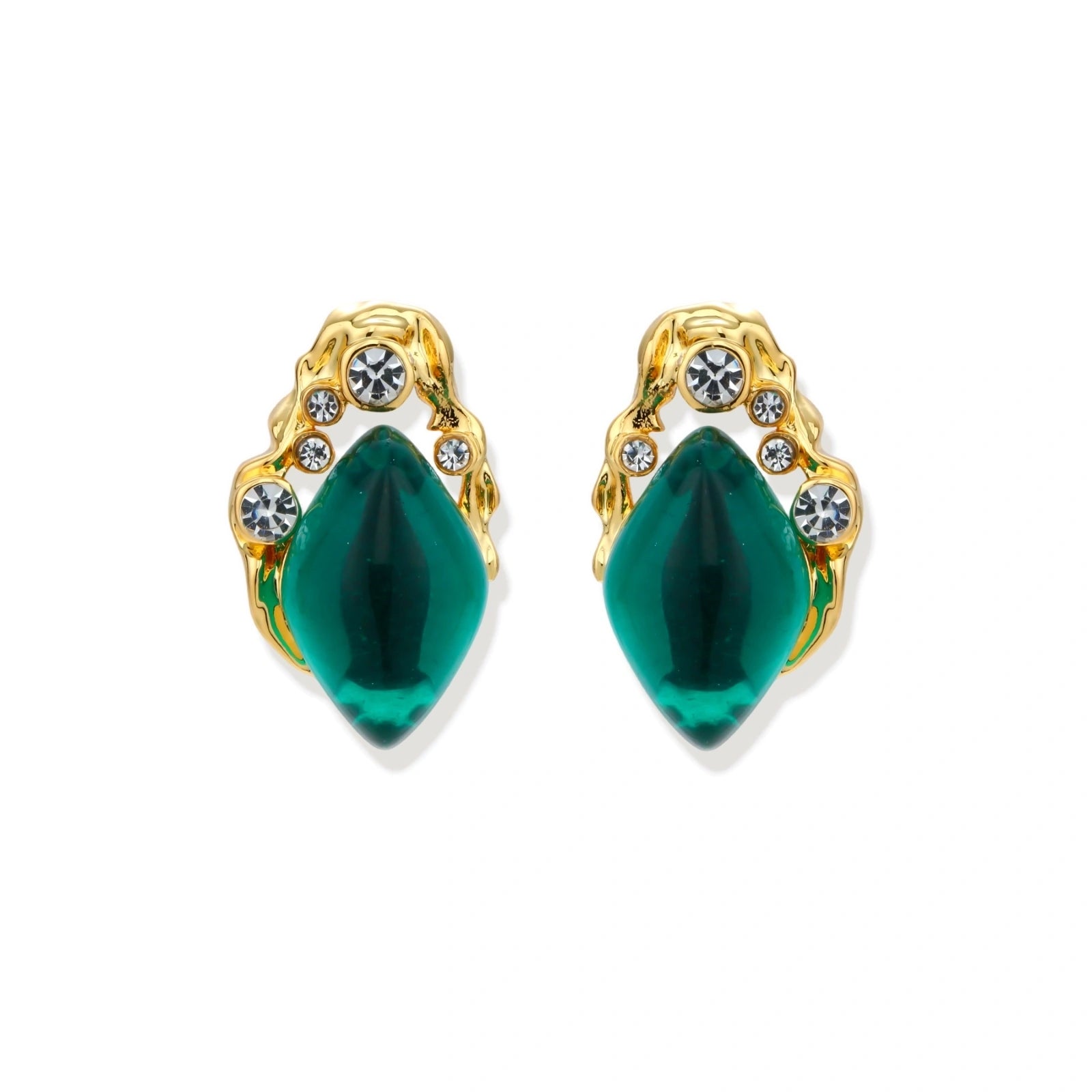 Model wearing Emerald Mystique Studs