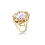 Baroque Pearl Crown Ring - Garden Crown Glow side view with open crown setting