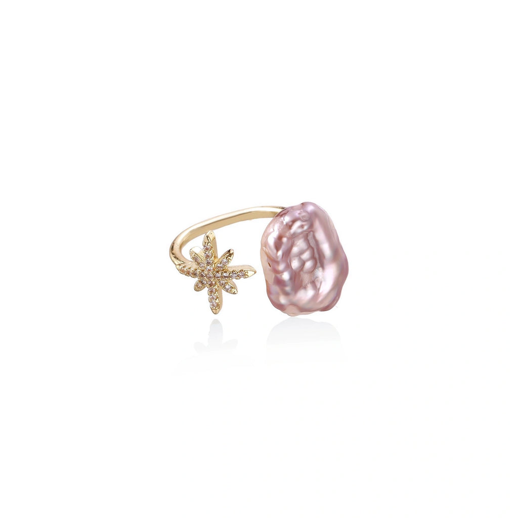 Starlit Pearl Dreams Ring worn on the hand