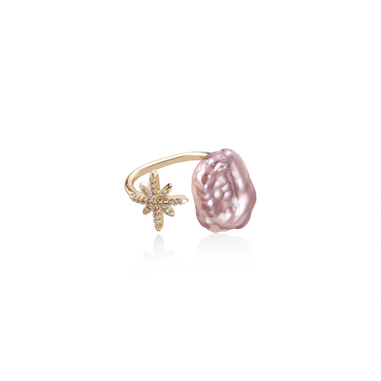 Starlit Pearl Dreams Ring worn on the hand