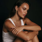 Model wearing Linear Loop Drops