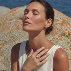 Starlit Pearl Dreams Ring worn on the hand
