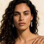 Model wearing Fluid Art Drop Earrings