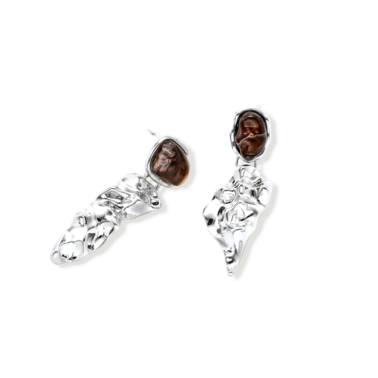 Model wearing Fluid Art Drop Earrings