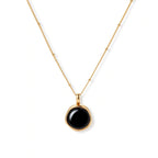 Model wearing Midnight Agate Circle Necklace