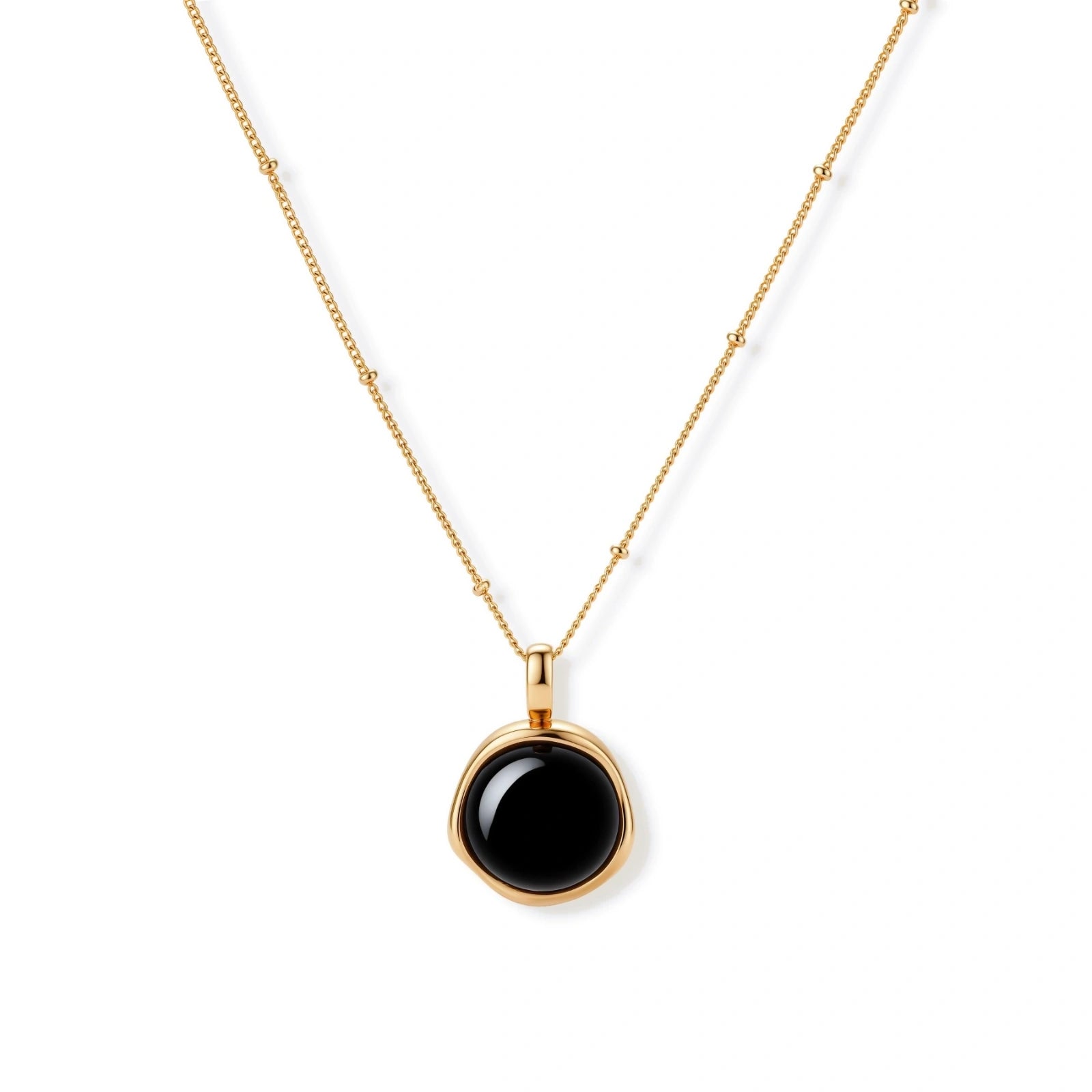 Model wearing Midnight Agate Circle Necklace