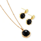 Model wearing Midnight Agate Circle Necklace