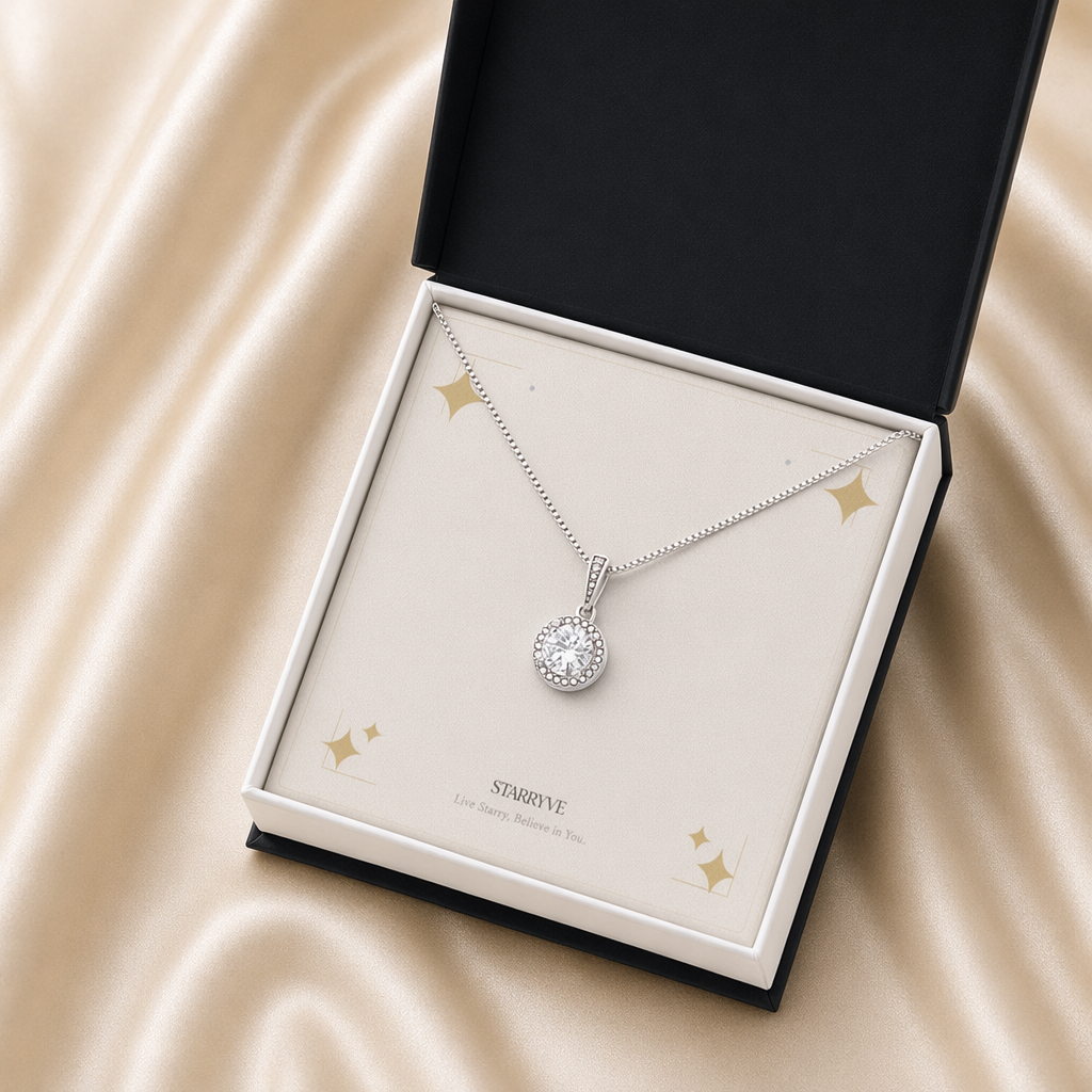 White gold eternal hope necklace in a two-tone standard gift box