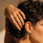 Model wearing Emerald Mystique Studs