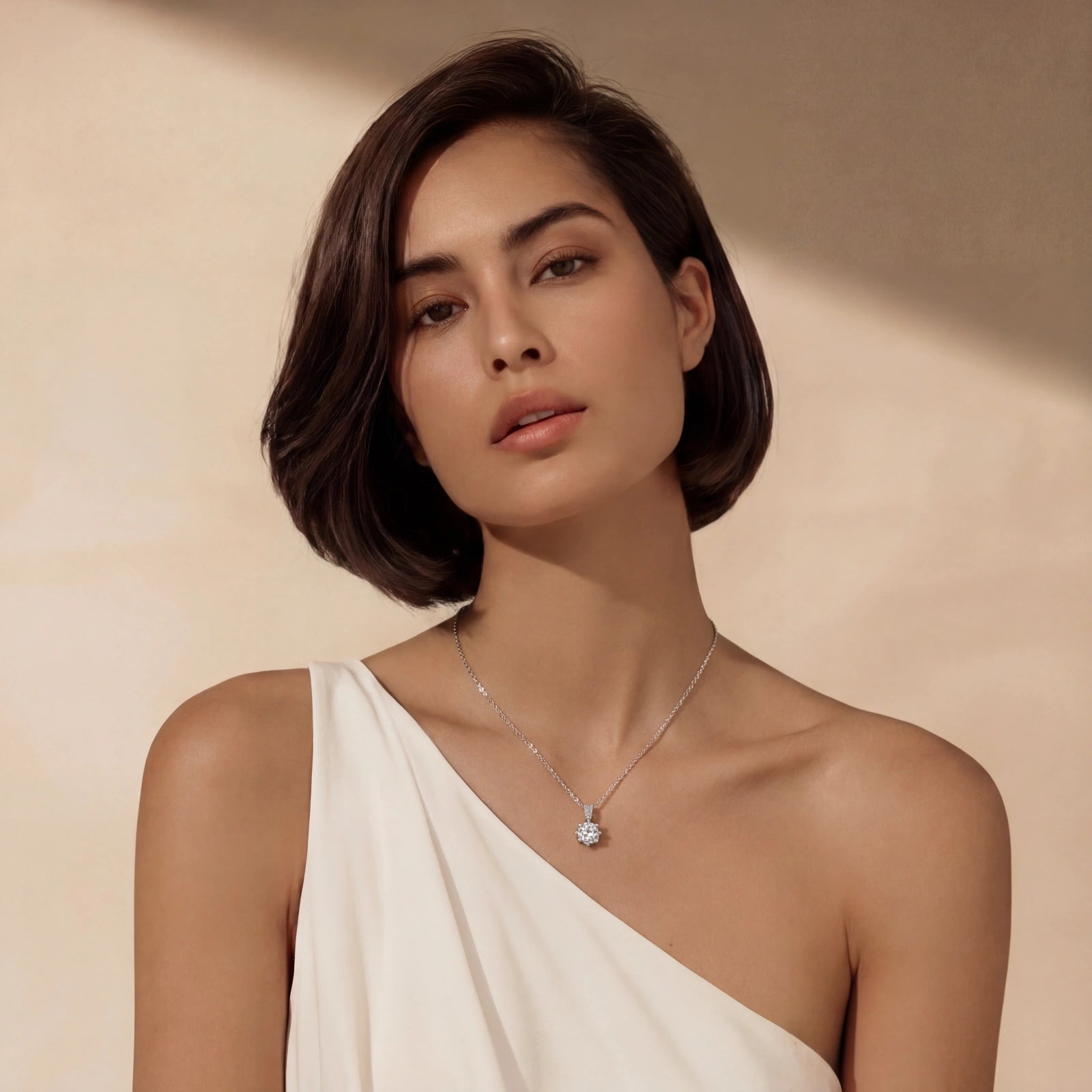Model wearing Crystal Clarity Pendant