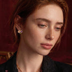 Model wearing Wildflower Garden Stud Earrings - Enamel Floral Design