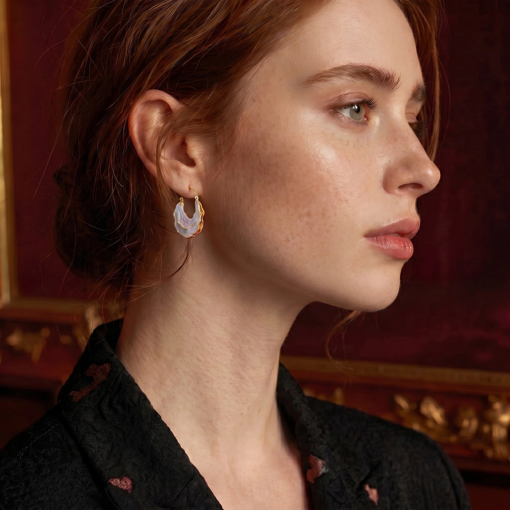 Model wearing Tide Pool Hoops