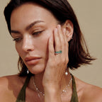 Emerald Layers Ring worn on the hand